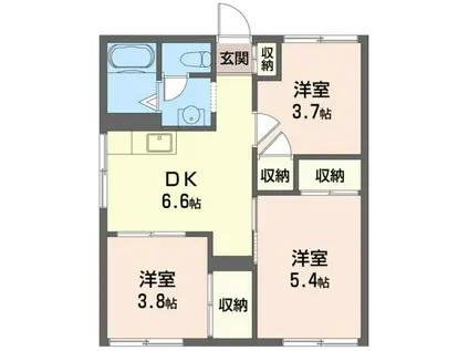 南ハイツ(3DK/1階)の間取り写真