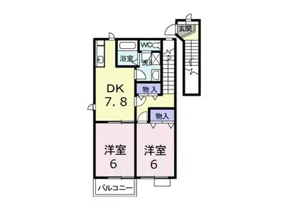 エトワールパルクエスト(2DK/2階)の間取り写真