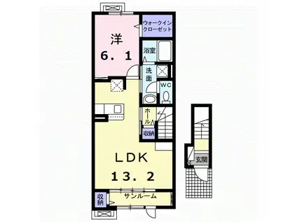 リヴァージュ K(1LDK/2階)の間取り写真
