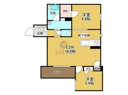 シャーメゾン バードヒルズ(2LDK/1階)の間取り写真