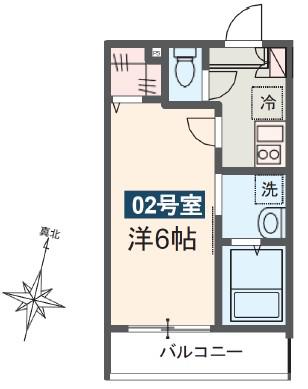 MELDIA武里II(1K/1階)の間取り写真