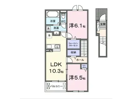 サンリットプレイス(2LDK/2階)の間取り写真