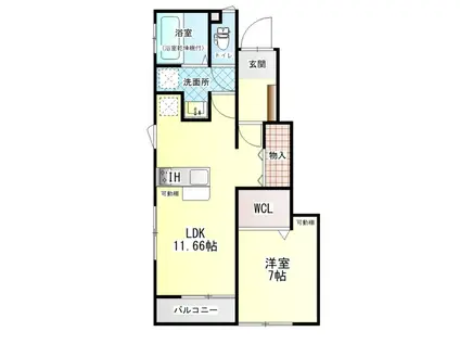 南アルプス市西野アパートB(1LDK/1階)の間取り写真