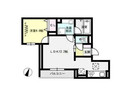 SIX REVES(1LDK/1階)の間取り写真