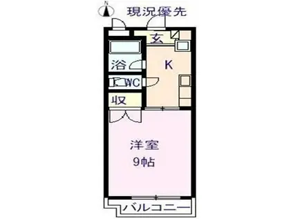 Yマンション(1K/3階)の間取り写真