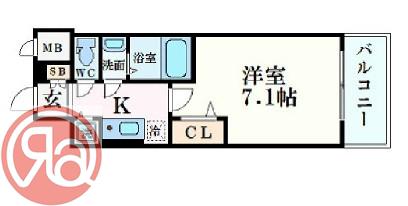 プレサンス野田阪神駅前ザ・ファースト(1K/7階)の間取り写真