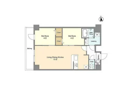 コンフォリア西尾久(2LDK/9階)の間取り写真