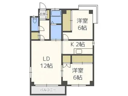 昇光ハイツ(2LDK/2階)の間取り写真