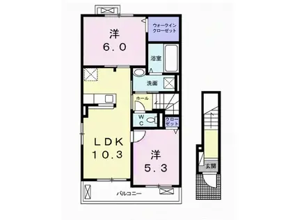 アルドール(2LDK/2階)の間取り写真