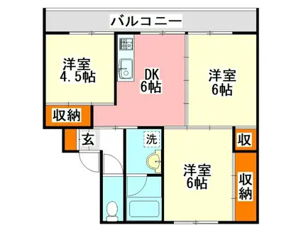 ビレッジハウス頴田 1号(3DK/5階)の間取り写真