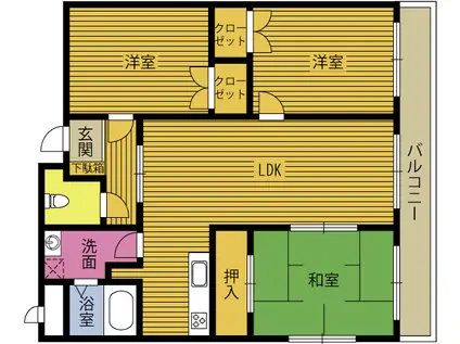 アンビシャス高田II(3LDK/4階)の間取り写真
