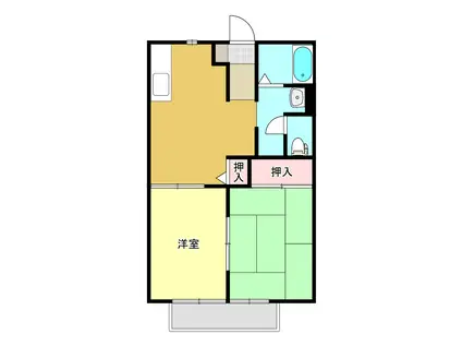 S.フラット A(2DK/1階)の間取り写真