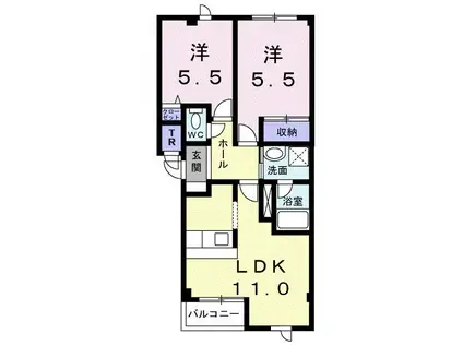 ノースドリーム(2LDK/2階)の間取り写真