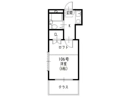 ハイツマルシェI(1K/1階)の間取り写真