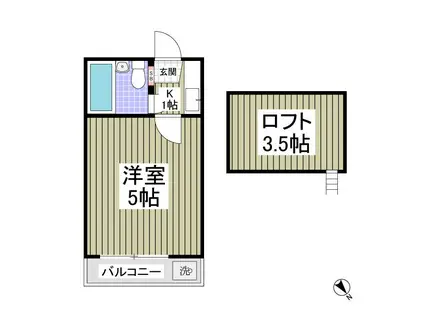 クリアス森林公園 旧レモンハウス森林公園(1K/2階)の間取り写真