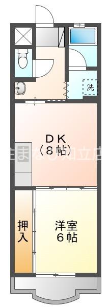 メゾンオリーブ(1DK/2階)の間取り写真