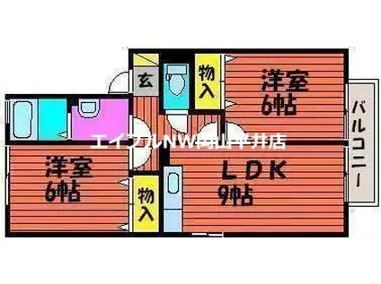 コンフォートD棟(2LDK/2階)の間取り写真