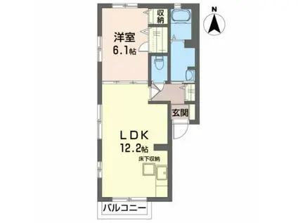 エタンアルブルA(1LDK/1階)の間取り写真