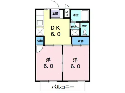 シティハイツ宮脇(2DK/2階)の間取り写真