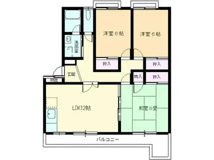 コーシャハイツ糸米A(3LDK/2階)の間取り写真