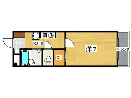 グリーンルーフ京阪II(1K/3階)の間取り写真