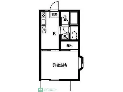藤和コーポ東台 I(1K/1階)の間取り写真