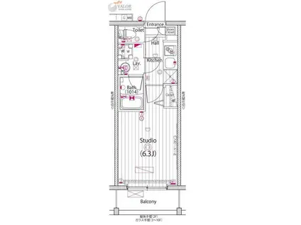 ガーラ・グランディ横浜鶴見(1K/11階)の間取り写真