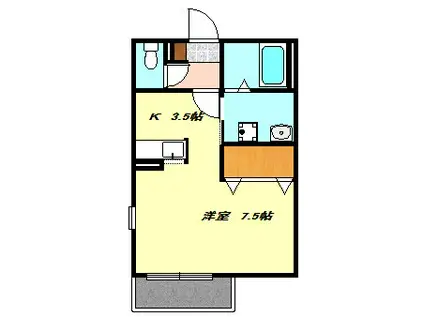 EXCEL COURTI(ワンルーム/1階)の間取り写真