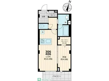 ノルデランテ篠崎(1LDK/3階)の間取り写真