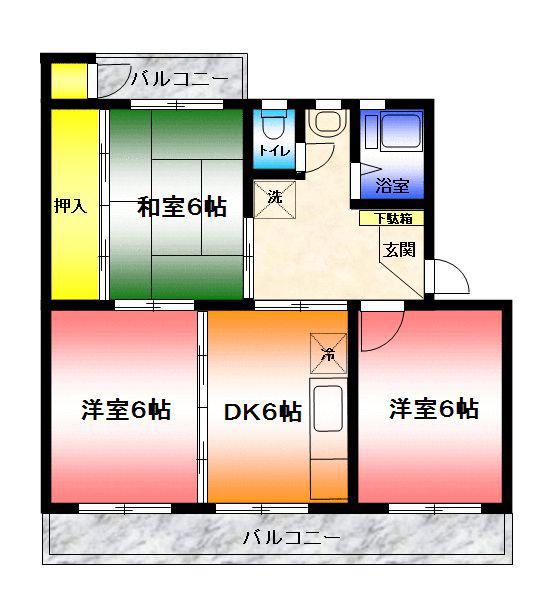 コーポ渡辺(3DK/1階)の間取り写真