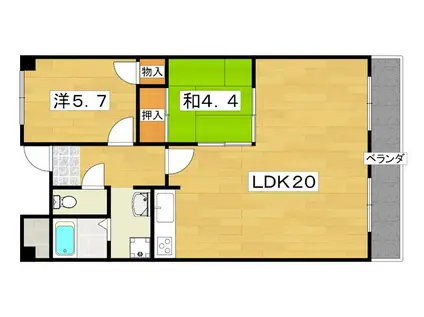 ビューパレー(2LDK/5階)の間取り写真