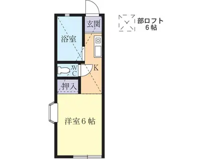 KS COURT(1K/2階)の間取り写真