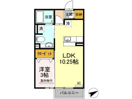 サンライズ豊益 西大浜(1LDK/2階)の間取り写真