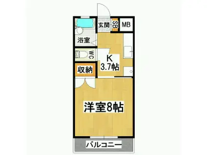 ガーデンパレス・K(1K/3階)の間取り写真