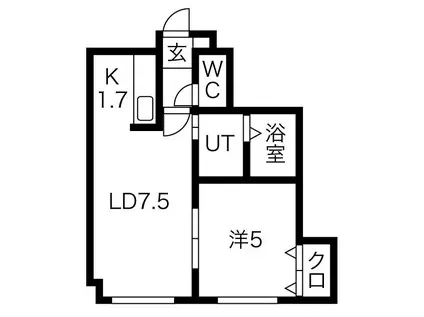 リベルティ医大前(1LDK/4階)の間取り写真