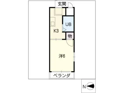 エスポワール上野(1K/1階)の間取り写真