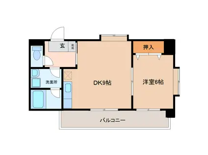 アーバンブレーム西春日(1DK/6階)の間取り写真