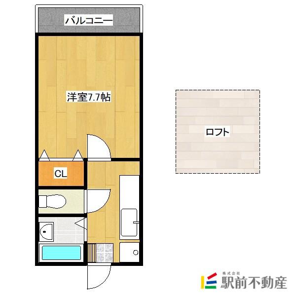 レッドハウス福益B(1K/1階)の間取り写真