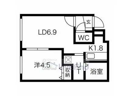 エクセル 学園前(1LDK/4階)の間取り写真