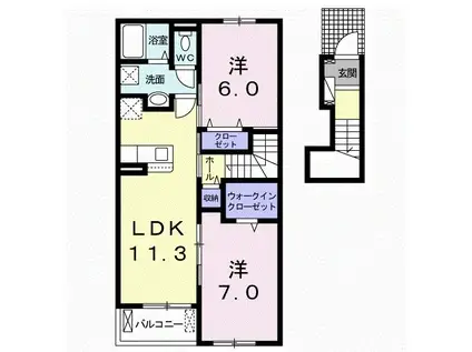 MTIハイツ IV(2LDK/2階)の間取り写真