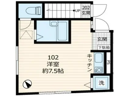 ラフィネ上中里(ワンルーム/1階)の間取り写真