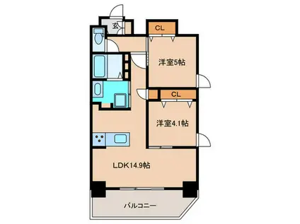 インシグニア渡辺通(2LDK/12階)の間取り写真
