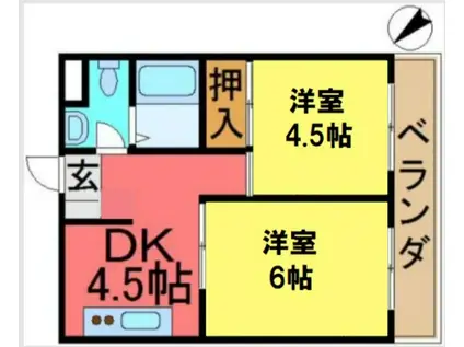 TKグレイスビル(2DK/4階)の間取り写真