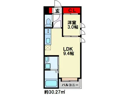 REGALEST折尾駅東(1LDK/1階)の間取り写真