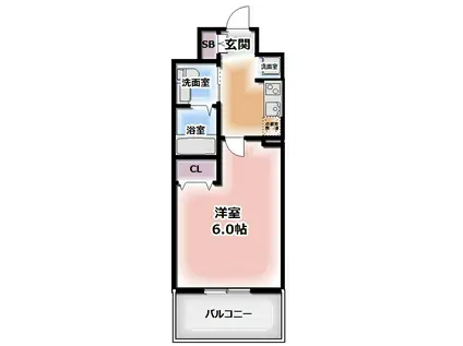 エステムプラザ梅田・中崎町IIIツインマークスサウスレジデンス(1K/6階)の間取り写真