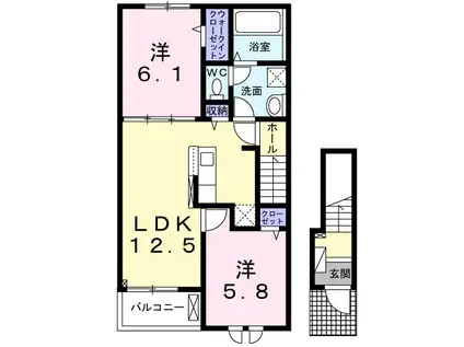 ブラウニー(2LDK/2階)の間取り写真