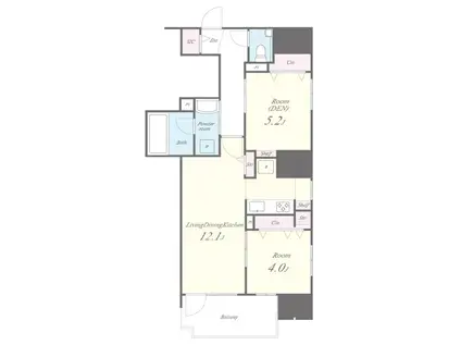 ジャスパ御堂筋本町(2LDK/3階)の間取り写真