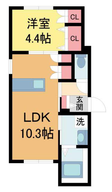 URBAN RISM COURT 西宮北口(1LDK/1階)の間取り写真
