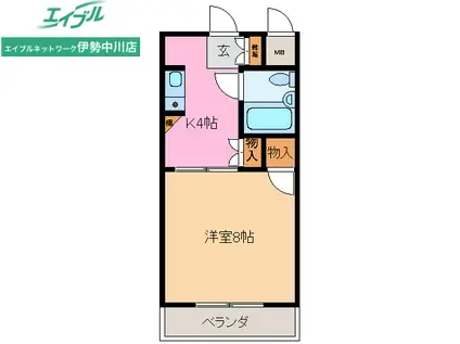 エレボールII(1K/2階)の間取り写真