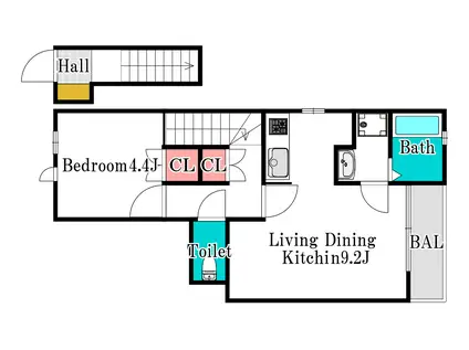 FORTUNA(1LDK/2階)の間取り写真